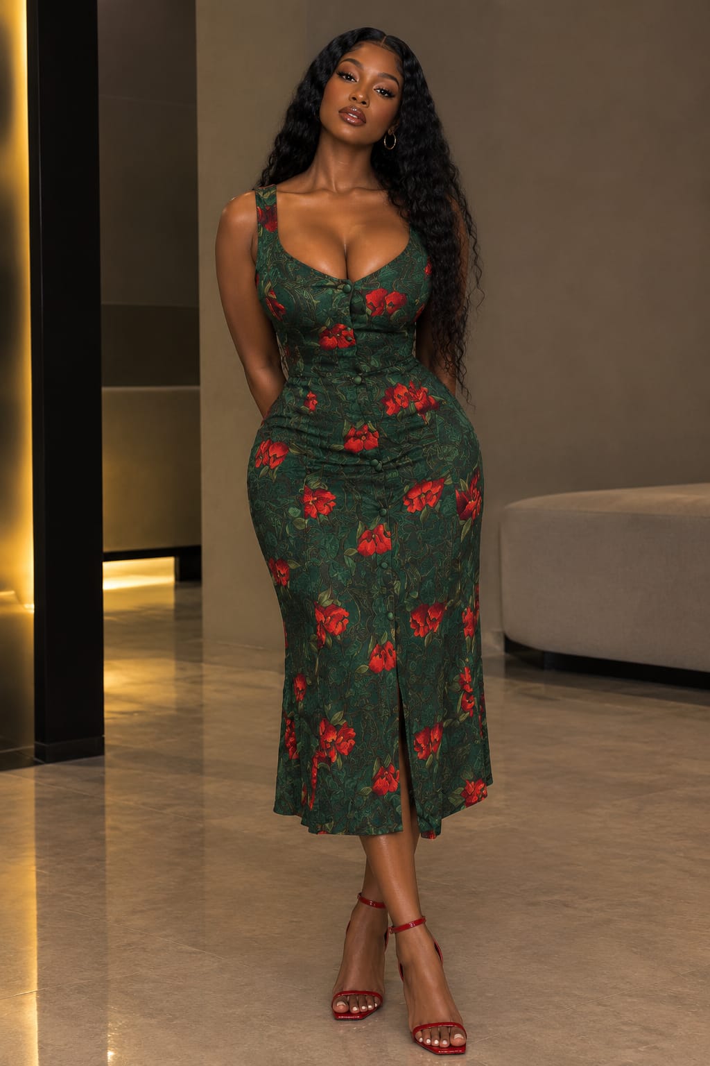 Crimson Bloom Dress